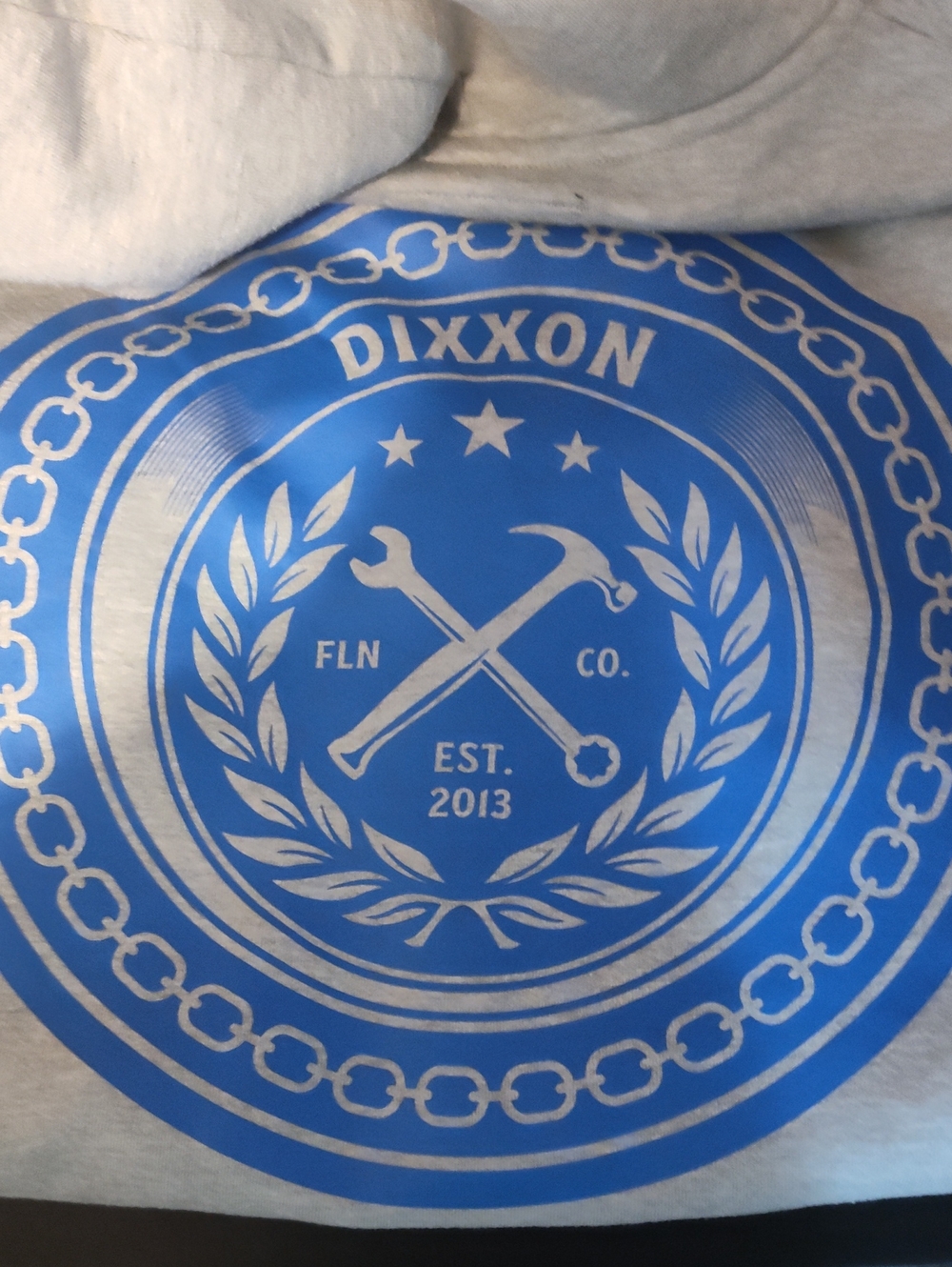 DIXXON Blue and Gray Zip Front Hoodie 3X Blue Chain Badge